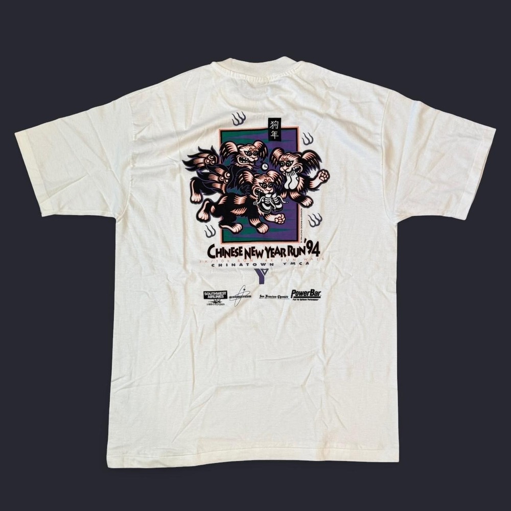 Vintage 1994 Chinese New Year Run Graphic Tee Men's Size Large Made In USA 90s